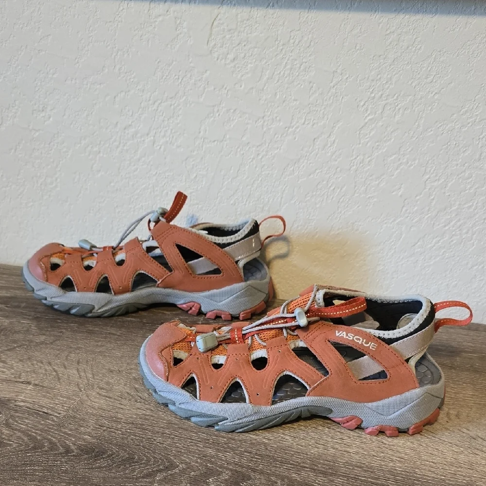 Vasque Women's Flux Sport Sandals - Burnt Orange Leather Bungee Lace Up - Picture 3 of 10